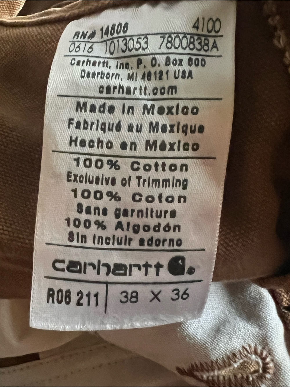 Carhartt Brown Cotton Work Bib Overalls Men’s 38x36 R06 BRN Construction - Picture 5 of 14